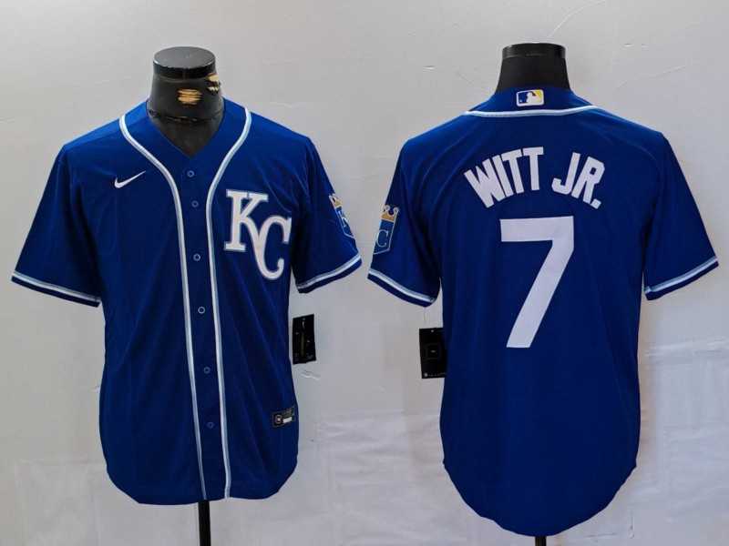 Men%27s Kansas City Royals #7 Bobby Witt Jr Royal Cool Base Stitched Baseball Jersey